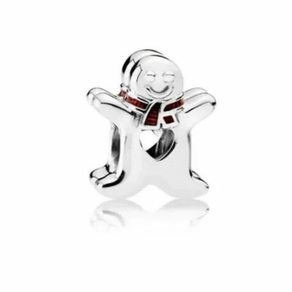 Pandora Sweet Gingerbread Man Charm Christmas Holiday Sterling Silver Authentic - Picture 1 of 6